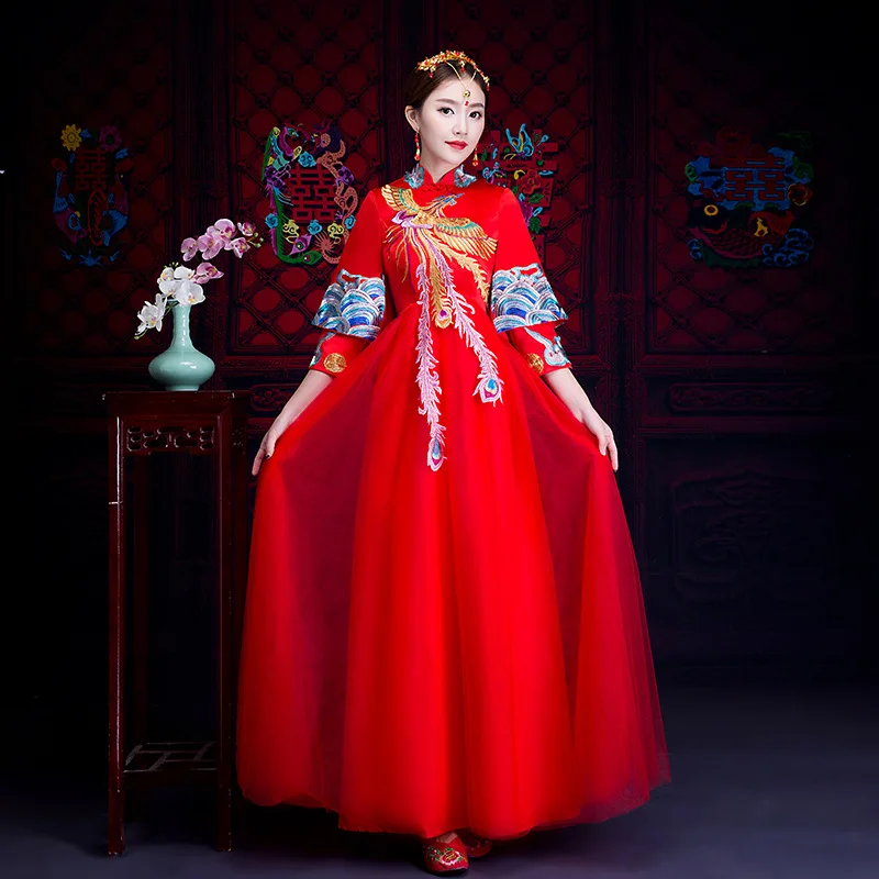 Red Traditional Chinese Gown New Bride Wedding Dress Phoenix Fashion Vestido Oriental Style Dresses Elegant China Qipao
Red Traditional Chinese Gown New Bride Wedding Dress Phoenix Fashion Vestido Oriental Style Dresses Elegant China Qipao