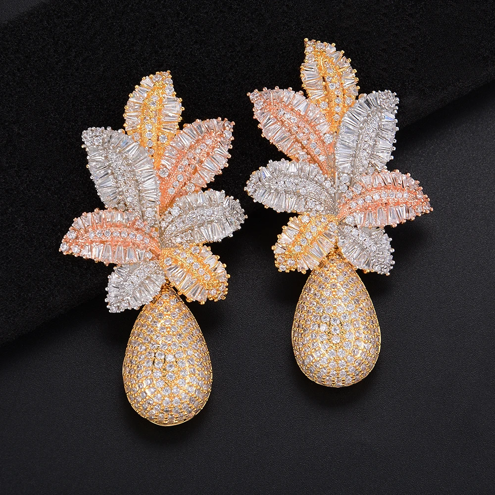 65mm Popular Flower Leaves Leaf AAA Cubic Zirconia Shining Dangle Drop Earrings For Women Girls Wedding
65mm Popular Flower Leaves Leaf AAA Cubic Zirconia Shining Dangle Drop Earrings For Women Girls Wedding