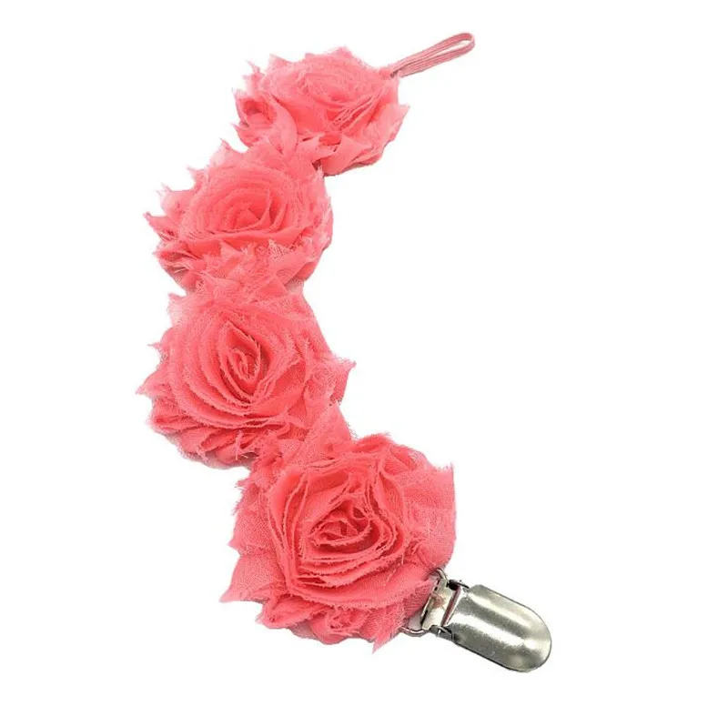 

Baby Girls Infant Rose Flower Pacifier Clip Chain Nipples Baby Dummy Holder Soother Chain Baby Feeding Part attache sucette