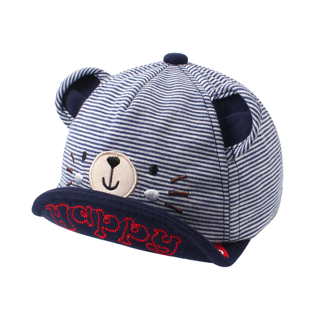 Cartoon Bear Baby Baseball Caps Happy Cotton Toddler Baby Caps With Ears Cute Embroidery Girls Caps Autumn Infant Sun Caps 6-18M (23)
