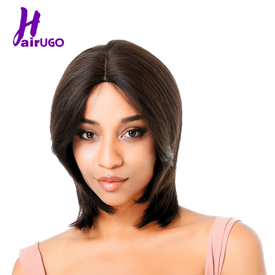 HairUGo Короткий кружевной передний парик человеческих волос бразильский прямой