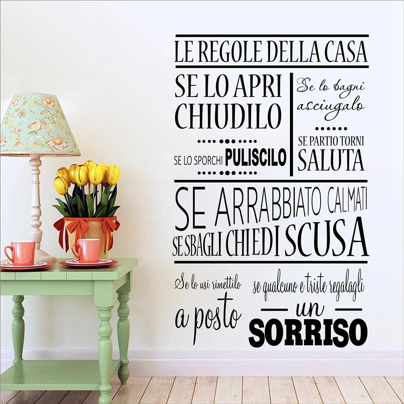 Italian House Rules Wall Sticker Family Home Decorative Murals Home Rules Wall Art Decal Italian House Rule Wall Posters AZ423
Italian House Rules Wall Sticker Family Home Decorative Murals Home Rules Wall Art Decal Italian House Rule Wall Posters AZ423