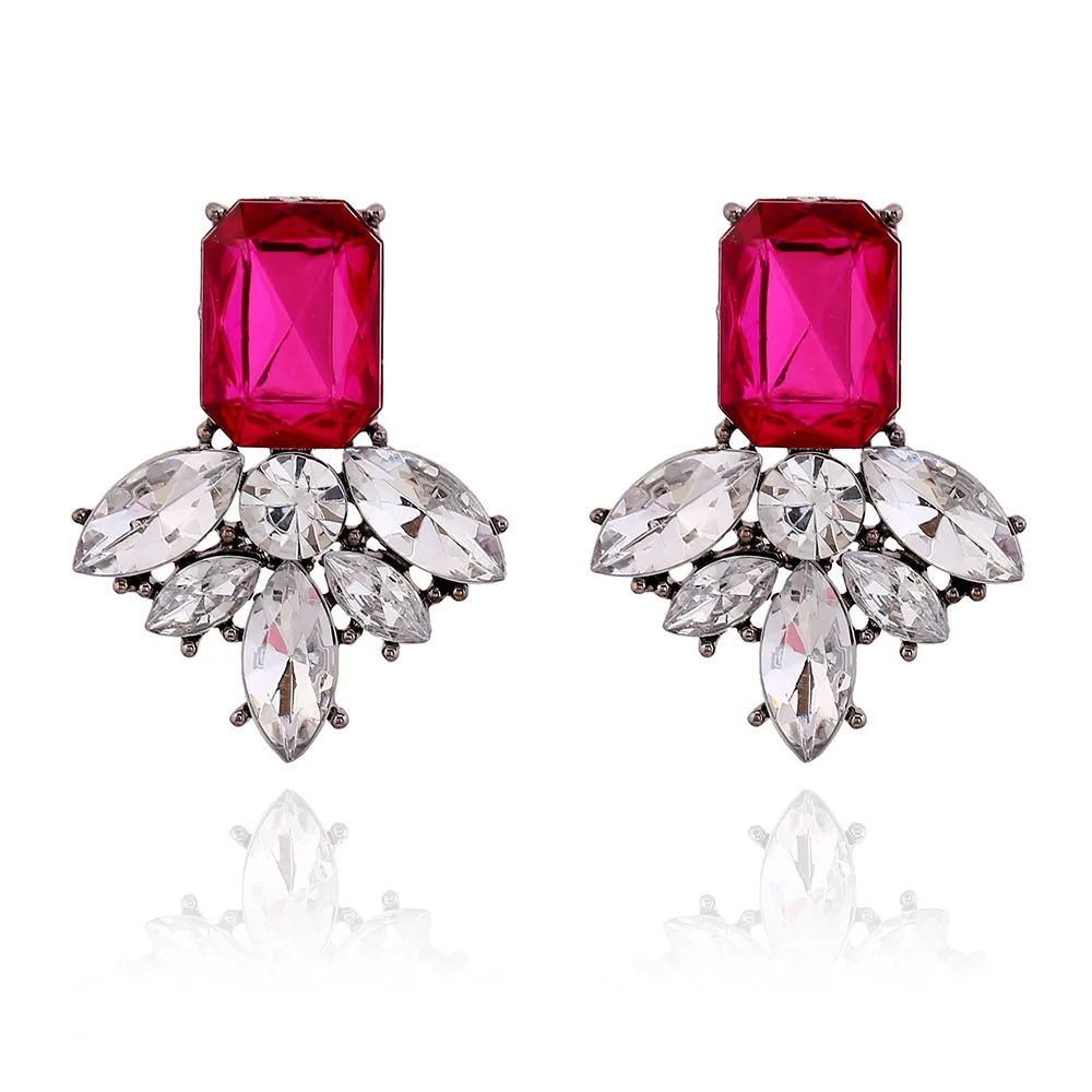 Fashion Rose Red Blue Rhinestone Stud Earrings Created Big Created Gemstone Flower Wedding Earrings for Women Gifts SE001
Fashion Rose Red Blue Rhinestone Stud Earrings Created Big Created Gemstone Flower Wedding Earrings for Women Gifts SE001
