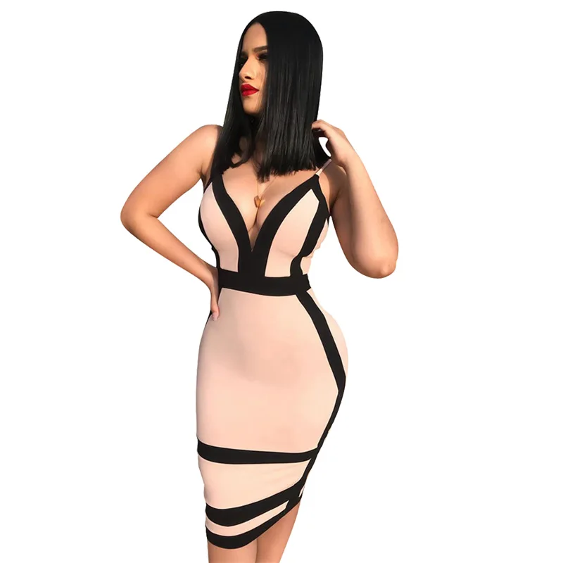 Spaghetti Strap Sexy Bodycon Dress Women V Neck Sleeveless Patchwork Sheath Bandage Midi Dress Party Club Wear Going Out Dresses
Spaghetti Strap Sexy Bodycon Dress Women V Neck Sleeveless Patchwork Sheath Bandage Midi Dress Party Club Wear Going Out Dresses