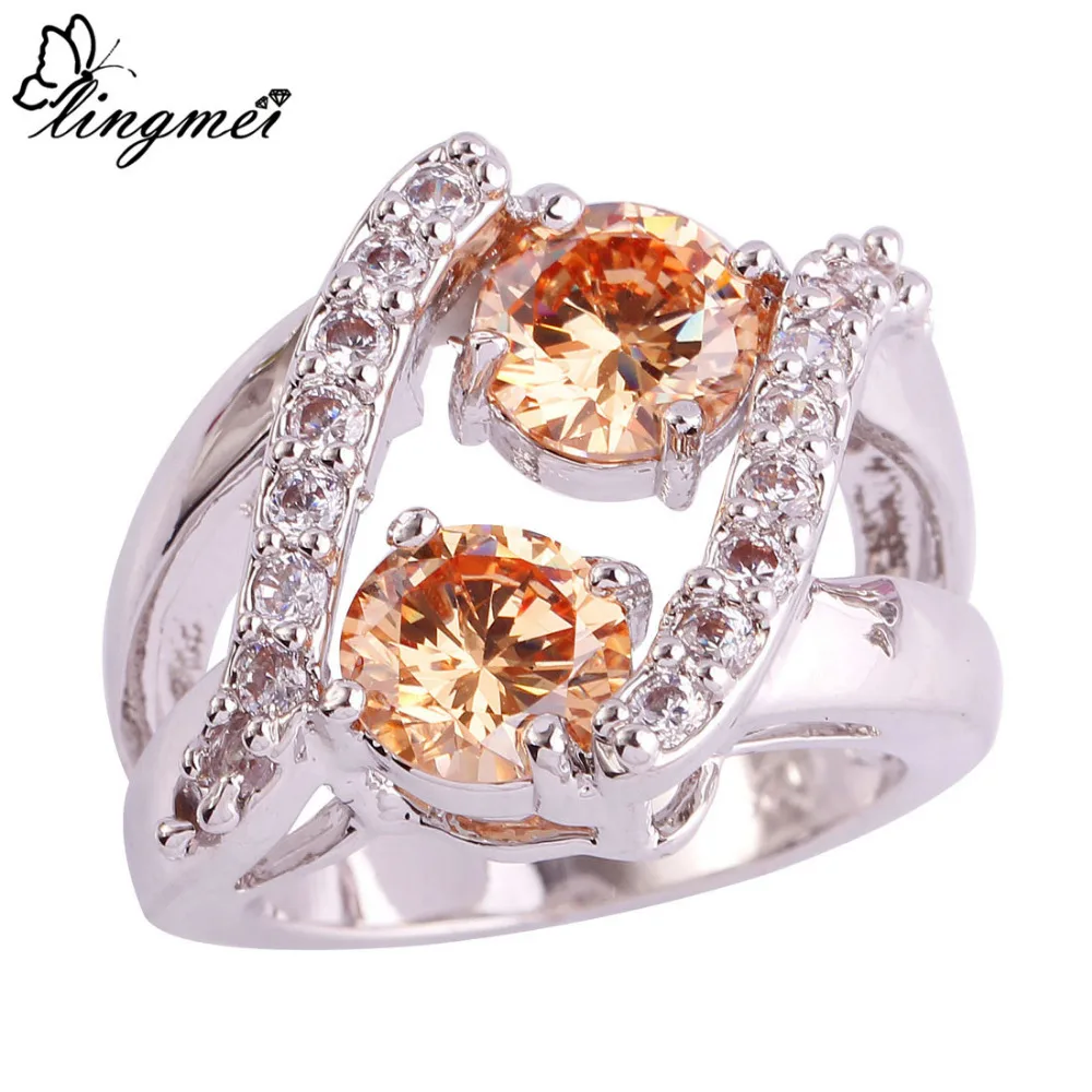 lingmei Wholesale Champagne Fashion Champagne & White CZ Silver Color Ring Size 6 7 8 9 10 11 12 13 Women Jewelry Free Shipping
lingmei Wholesale Champagne Fashion Champagne & White CZ Silver Color Ring Size 6 7 8 9 10 11 12 13 Women Jewelry Free Shipping