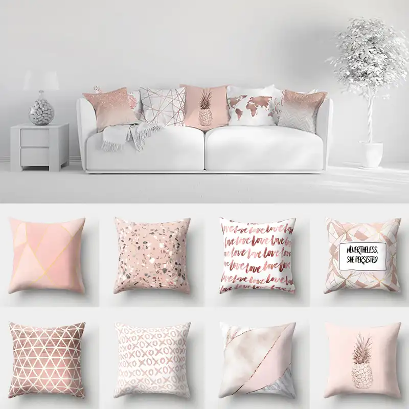 rose gold pillows for couch