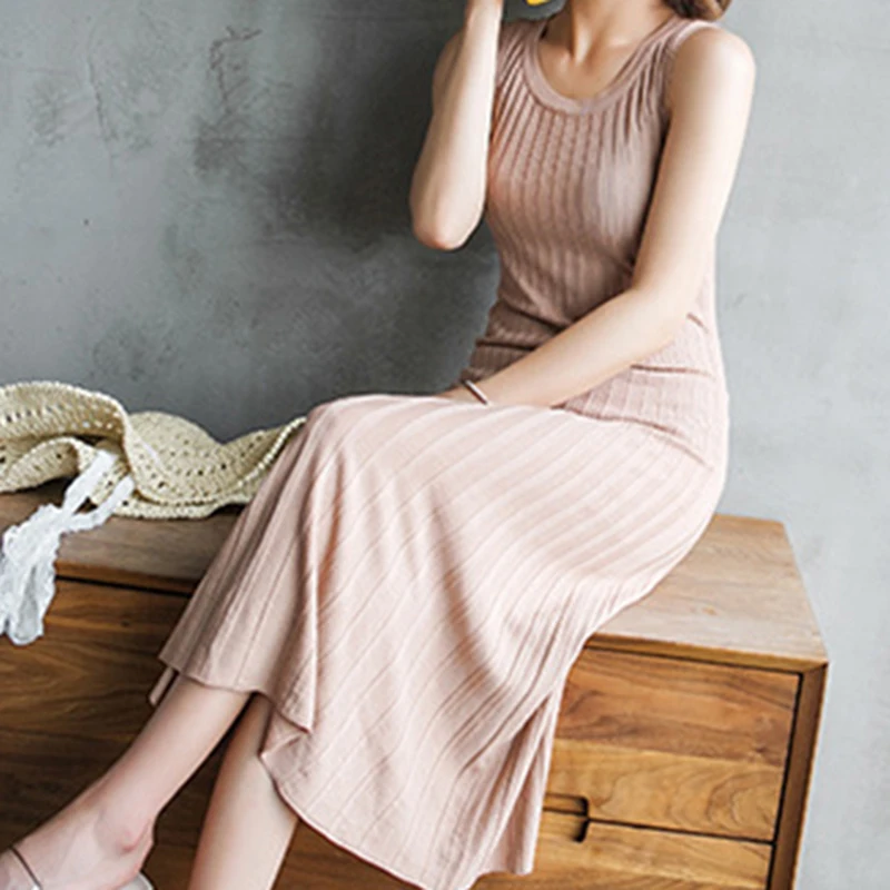 Women Summer A-Line Dress Sweet Dress Korean O-Neck Party Sleeveless Solid Color Mid-calf Dress Casual Vestidos Cute Clothing
Women Summer A-Line Dress Sweet Dress Korean O-Neck Party Sleeveless Solid Color Mid-calf Dress Casual Vestidos Cute Clothing
