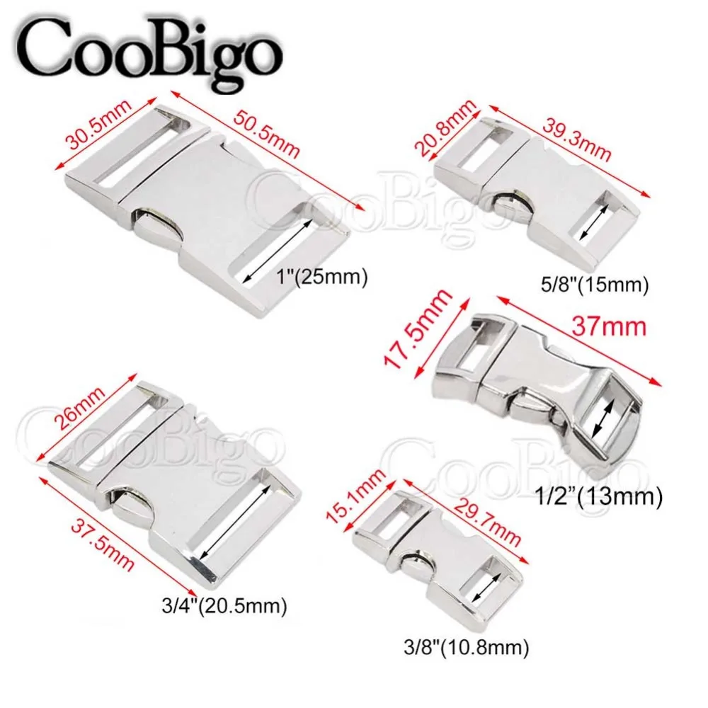 1 шт. 3/8 &quot1/2" 5/8 &quot3/4" "серебристая металлическая Боковая Пряжка для