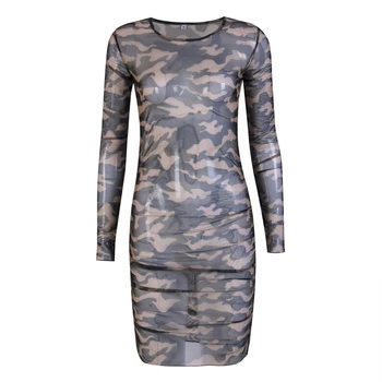 New Summer Sexy Women O-neck Long Sleeve Bandage Mesh Dress Camouflage Print Slim Skinny Causal Mini Dress
New Summer Sexy Women O-neck Long Sleeve Bandage Mesh Dress Camouflage Print Slim Skinny Causal Mini Dress