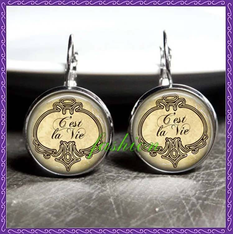 C'est La Vie Earrings French Quote Earrings Be Grateful Inspirational Gift Made of Glass and Metal Earrings Simplicity Jewelry
C'est La Vie Earrings French Quote Earrings Be Grateful Inspirational Gift Made of Glass and Metal Earrings Simplicity Jewelry