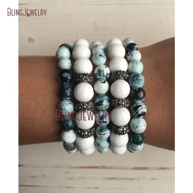Faceted White Agates Beaded Bracelets and Multi Green with Gunmetal Pave Crystal Roundels Bracelet BM24365
Faceted White Agates Beaded Bracelets and Multi Green with Gunmetal Pave Crystal Roundels Bracelet BM24365