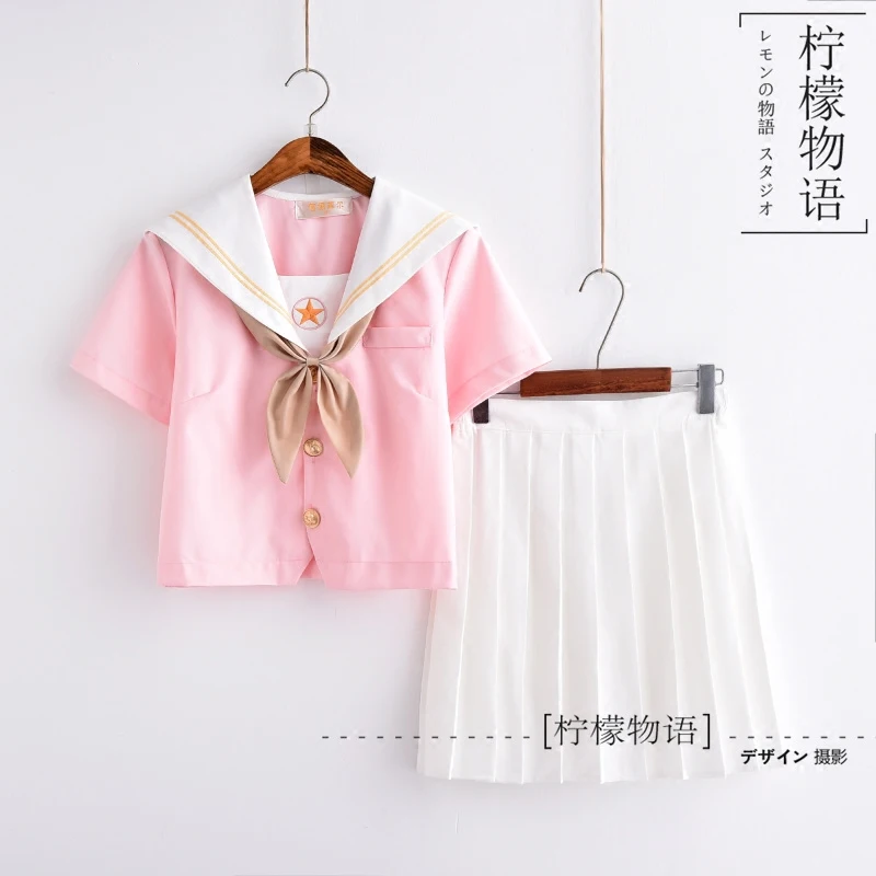 Japanese Kansai Collar Two Line JK Sailor T Shirt Skirt College Suit Girls Women School Pink Uniform (Socks as gift) S-XXL #13
Japanese Kansai Collar Two Line JK Sailor T Shirt Skirt College Suit Girls Women School Pink Uniform (Socks as gift) S-XXL #13