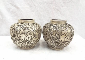 fast shipping USPS to USA S1270 China Silver Bronze Collect HanZi Fu Wealth Flower Statue Buddhism Pot Jar Pair
fast shipping USPS to USA S1270 China Silver Bronze Collect HanZi Fu Wealth Flower Statue Buddhism Pot Jar Pair