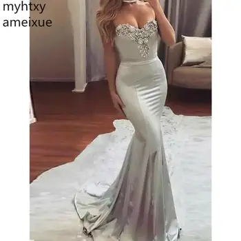Silver Sweetheart Sleeveless Mermaid Crystal Beaded Plus Size Evening Dresses Zipper Back Trumpet Silk Satin Robe De Soiree
Silver Sweetheart Sleeveless Mermaid Crystal Beaded Plus Size Evening Dresses Zipper Back Trumpet Silk Satin Robe De Soiree