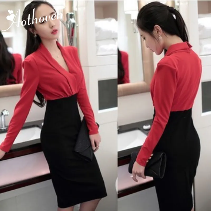 Autumn High Quality Womens Dress Red Patchwork Workwear Elegant V Neck Long Sleeve Dresses Business Pencil Bodycon Dress Vestido
Autumn High Quality Womens Dress Red Patchwork Workwear Elegant V Neck Long Sleeve Dresses Business Pencil Bodycon Dress Vestido
