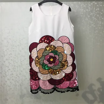 Summer Mini Dress Women Elegant O-neck Ladies Sleeveless Dress 2018 Fashion Straight Sequin Dress
Summer Mini Dress Women Elegant O-neck Ladies Sleeveless Dress 2018 Fashion Straight Sequin Dress