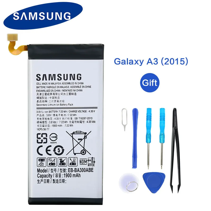 Original Samsung Battery For Samsung Galaxy A3(2015) A300 A300F A300FU A3000 A3009 EB-BA300ABE 1900mAh replacement Battery
Original Samsung Battery For Samsung Galaxy A3(2015) A300 A300F A300FU A3000 A3009 EB-BA300ABE 1900mAh replacement Battery
