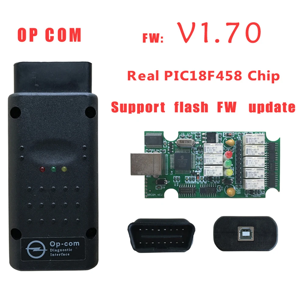 

High Quality OPCOM OBD2 OP-Com CAN-BUS Interface For OPEL Firmware V1.70 OP COM With PIC18F458 Chip Can Flash Update