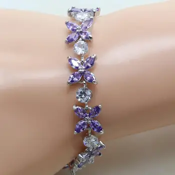 Otogo Transing Purple And White Crystal Cubic Zirconia Stones Inlaid Silver Jewelry 7 Inches Bracelet Popular Women J092
Otogo Transing Purple And White Crystal Cubic Zirconia Stones Inlaid Silver Jewelry 7 Inches Bracelet Popular Women J092