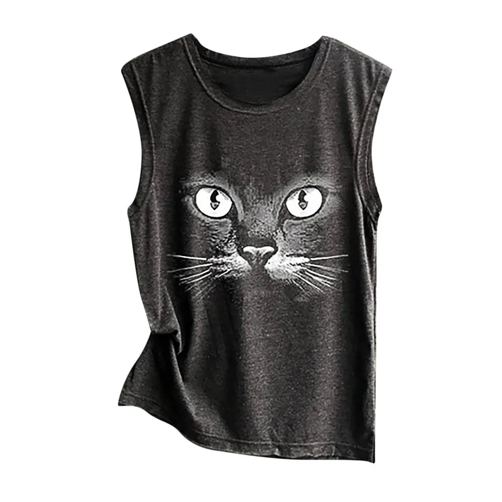 Fashion Women O-Neck Cat Printing Sleeveless Vest Summer Tank Top Ladies Casual Loose Shirt Leisure Topic Tops blusas mujer
Fashion Women O-Neck Cat Printing Sleeveless Vest Summer Tank Top Ladies Casual Loose Shirt Leisure Topic Tops blusas mujer