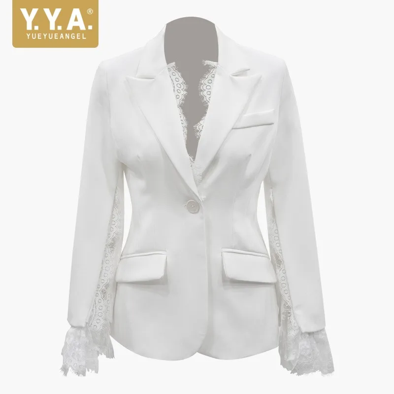 New Design Women Lace Patchwork Formal Blazer Single Button Slim Fit Office Ladies Blazers Jacket Business Work Suits Coat White
New Design Women Lace Patchwork Formal Blazer Single Button Slim Fit Office Ladies Blazers Jacket Business Work Suits Coat White