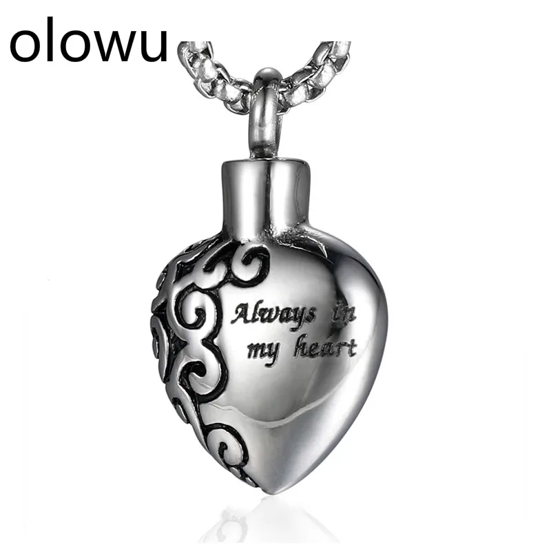 olowu Fashion Pet Cremation Jewelry Silver Color Stainless Steel Heart Memorial Ashes Urn Pendant Necklace Box Chain Women Gift
olowu Fashion Pet Cremation Jewelry Silver Color Stainless Steel Heart Memorial Ashes Urn Pendant Necklace Box Chain Women Gift