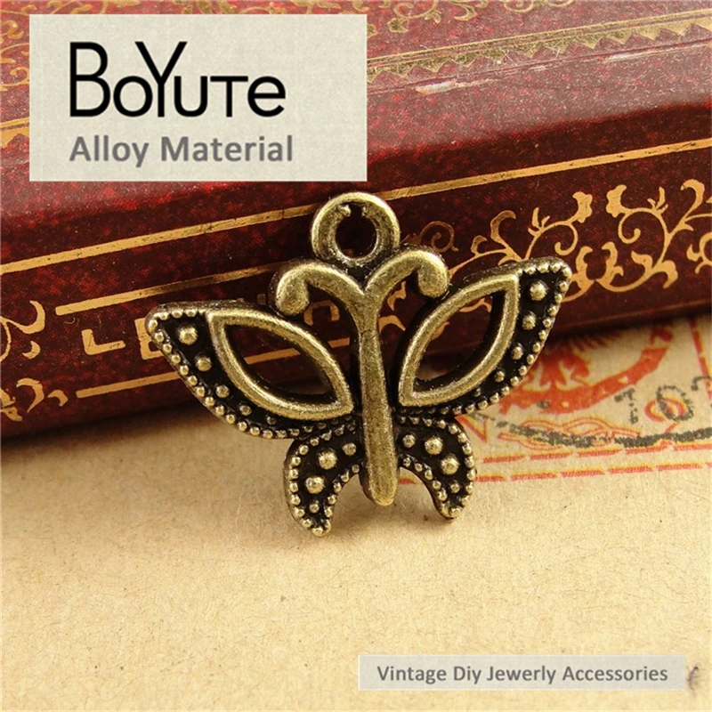 BoYuTe (100 Pieces/Lot) 16*22MM Wholesale Antique Bronze Plated Zinc Alloy Metal Butterfly Charms for Jewelry Making | Украшения и