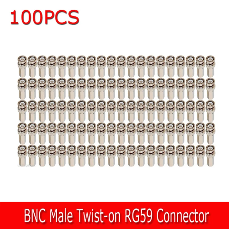 100 Pcs. BNC Male Twist-on RG59 Connector for CCTV Coax Coaxial Security Cameras
100 Pcs. BNC Male Twist-on RG59 Connector for CCTV Coax Coaxial Security Cameras