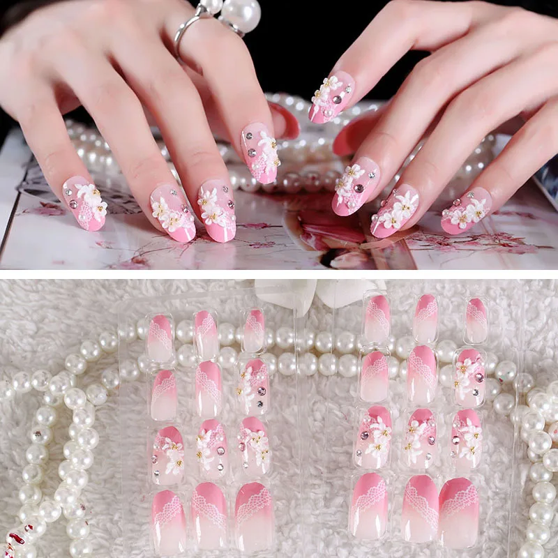 Girls Sweet Flower Design False Nails Full Cover Acrylic Nail Art Tips with Glue Bridal Wedding Pink Color Beauty Fake Nail
Girls Sweet Flower Design False Nails Full Cover Acrylic Nail Art Tips with Glue Bridal Wedding Pink Color Beauty Fake Nail