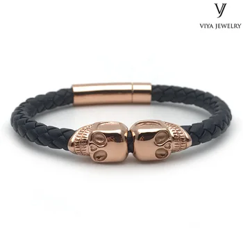 Classic Cow Leather With Double Skull Bracelet Charming Cow Skulls Bracelets For Best Men Gift
Classic Cow Leather With Double Skull Bracelet Charming Cow Skulls Bracelets For Best Men Gift