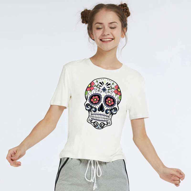 LUS LOS Skull Print Short Sleeve Women White T-Shirt Comfortable Stylish T-Shirt Now Fashion White Cotton Women T-shirts
LUS LOS Skull Print Short Sleeve Women White T-Shirt Comfortable Stylish T-Shirt Now Fashion White Cotton Women T-shirts