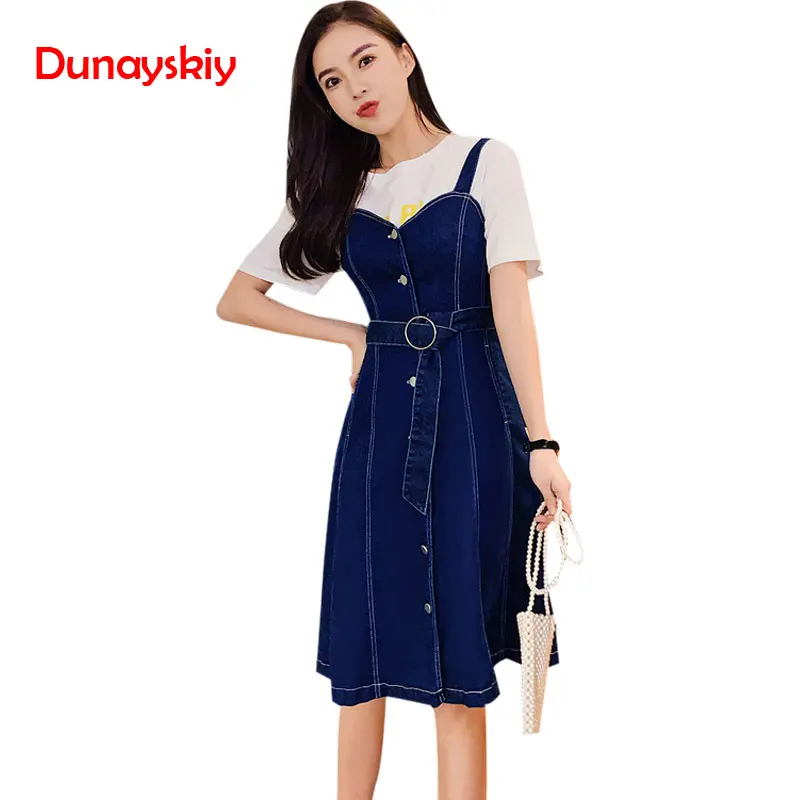 2019 New Spaghetti Strap Single-breasted Midi A Line Jeans Dress Preppy Suspender Overall Dress with Belt Summer Style
2019 New Spaghetti Strap Single-breasted Midi A Line Jeans Dress Preppy Suspender Overall Dress with Belt Summer Style