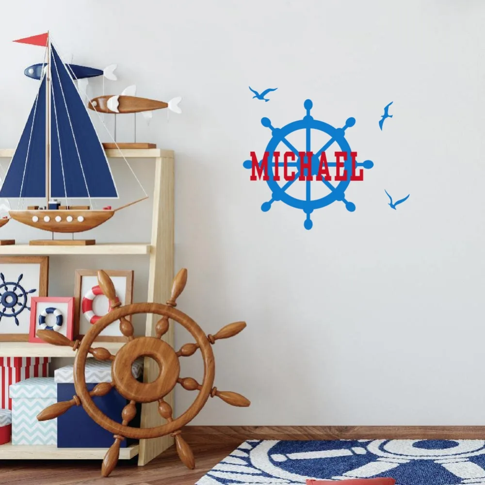 Rudder Nursery Wall Decal Boys Bedroom Decorations Personalized Kids Name Seagull Vinyl Wall Sticker
Rudder Nursery Wall Decal Boys Bedroom Decorations Personalized Kids Name Seagull Vinyl Wall Sticker
