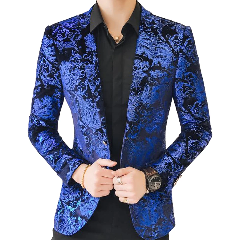 2 Button Blue Velvet Blazer Men Luxury Paisley Flower Pattern Fancy Blazer Men Plus Size 5xl Suit Jacket Mens Casual Suit Coat
2 Button Blue Velvet Blazer Men Luxury Paisley Flower Pattern Fancy Blazer Men Plus Size 5xl Suit Jacket Mens Casual Suit Coat