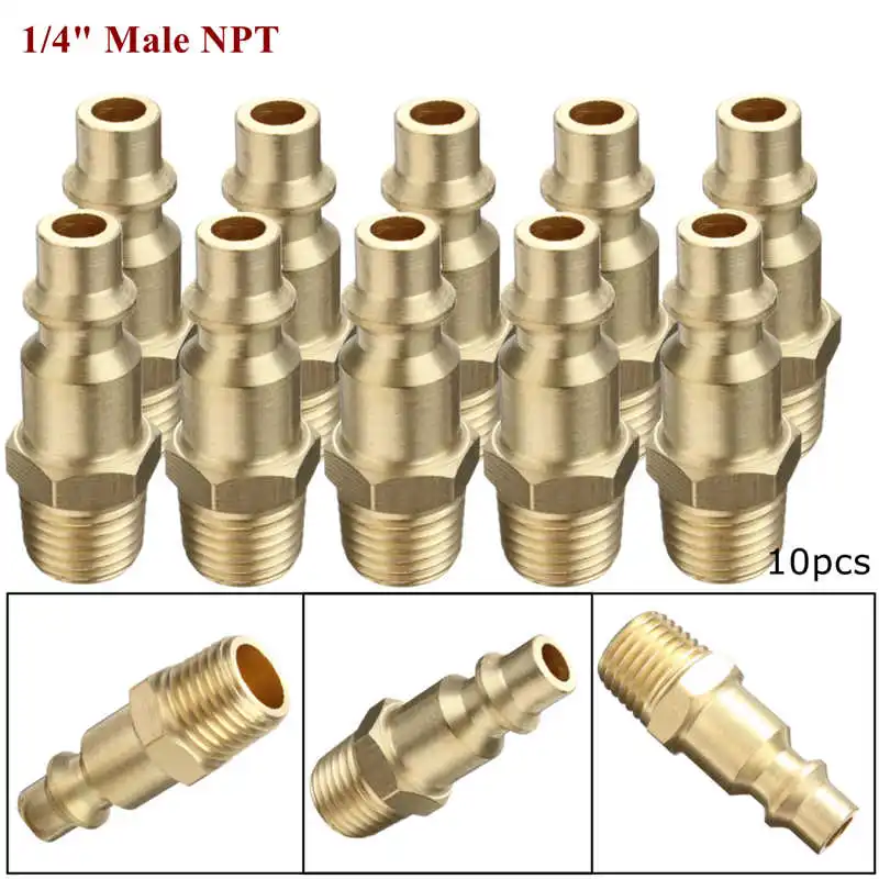 10pcs 1/4" Indtrial Solid Brass Air Hose Pipe Fittings Npt Male Milton Type Connector Plug Gadget
10pcs 1/4" Indtrial Solid Brass Air Hose Pipe Fittings Npt Male Milton Type Connector Plug Gadget