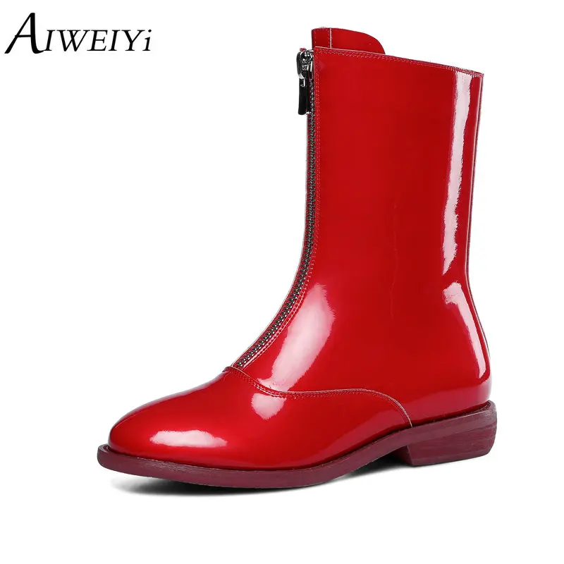 AIWEIYi Genuine Leather Martin Boots for Women Black Square toe Flat Heels Ankle Boots Front Zip Winter Booties
AIWEIYi Genuine Leather Martin Boots for Women Black Square toe Flat Heels Ankle Boots Front Zip Winter Booties