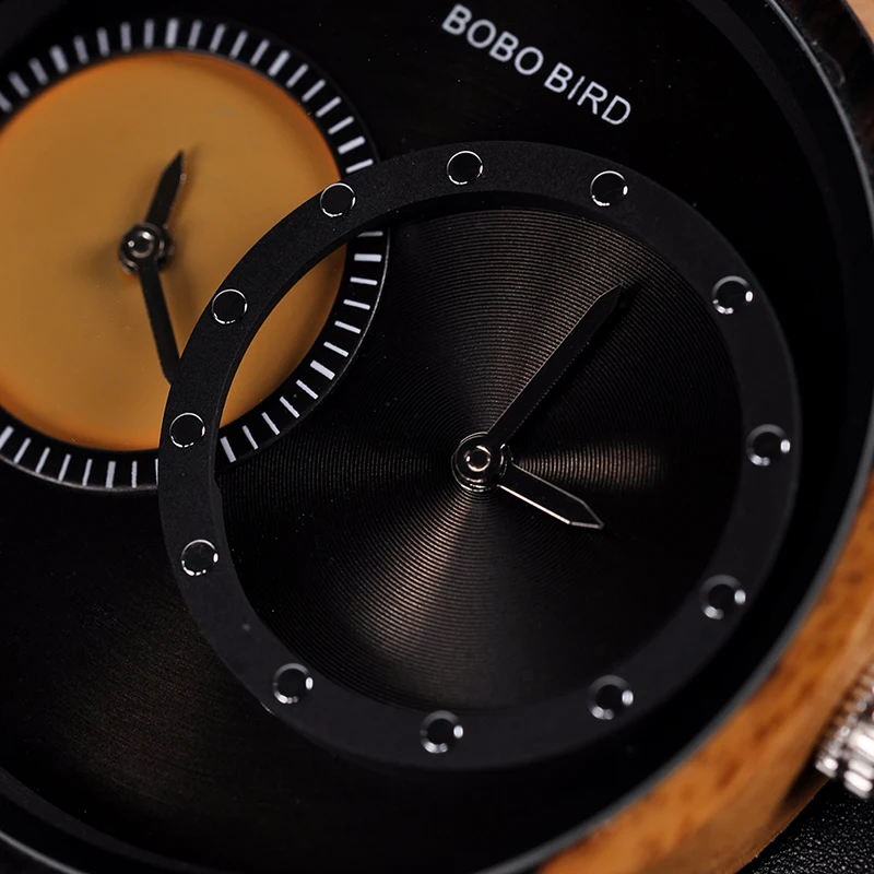 BOBO BIRD Fashion Dual Time Zone Wooden Watch BOBO BIRD Fashion Dual Time Zone Wooden Watch