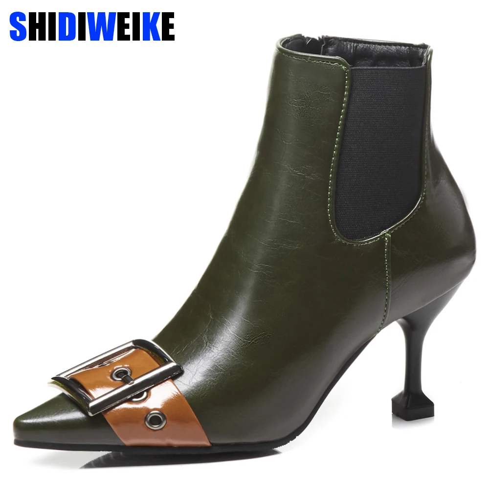 2019 leather belt buckle ankle boots women pointed toe high heels boots 43 plus size autumn winter chelsea booties g409
2019 leather belt buckle ankle boots women pointed toe high heels boots 43 plus size autumn winter chelsea booties g409