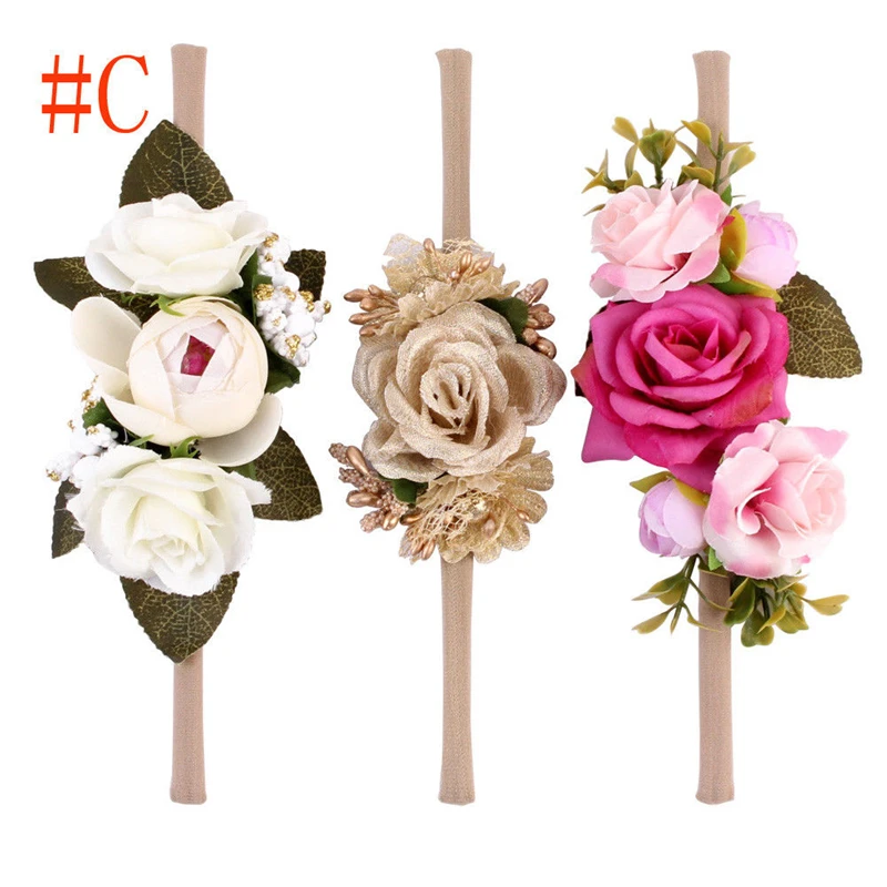 Flor para Bebés Niñas Diadema Pelo Banda Accesorios headbamd Elástico UK CGG
