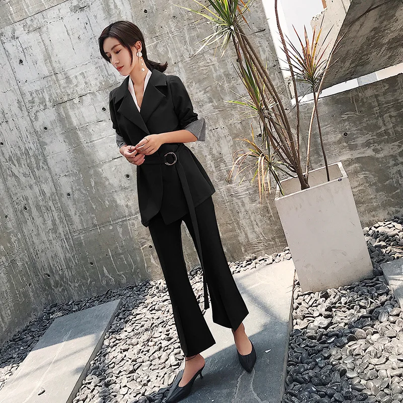 Women's suits flared pants suit two-piece female 2018 autumn and winter new Korean ladies OL fashion black wild loose clothes
Women's suits flared pants suit two-piece female 2018 autumn and winter new Korean ladies OL fashion black wild loose clothes