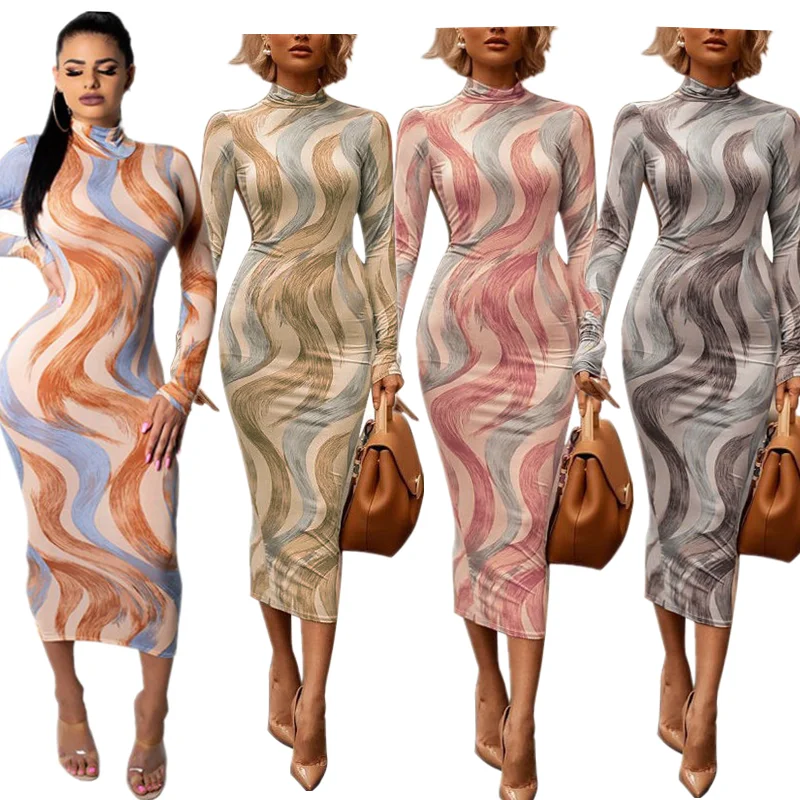 Spring Women's Fashion Digital Print Long Sleeve Medium Turtleneck Sheath Dress Office Lady Style 4 Color Pink Orange Grey Green
Spring Women's Fashion Digital Print Long Sleeve Medium Turtleneck Sheath Dress Office Lady Style 4 Color Pink Orange Grey Green