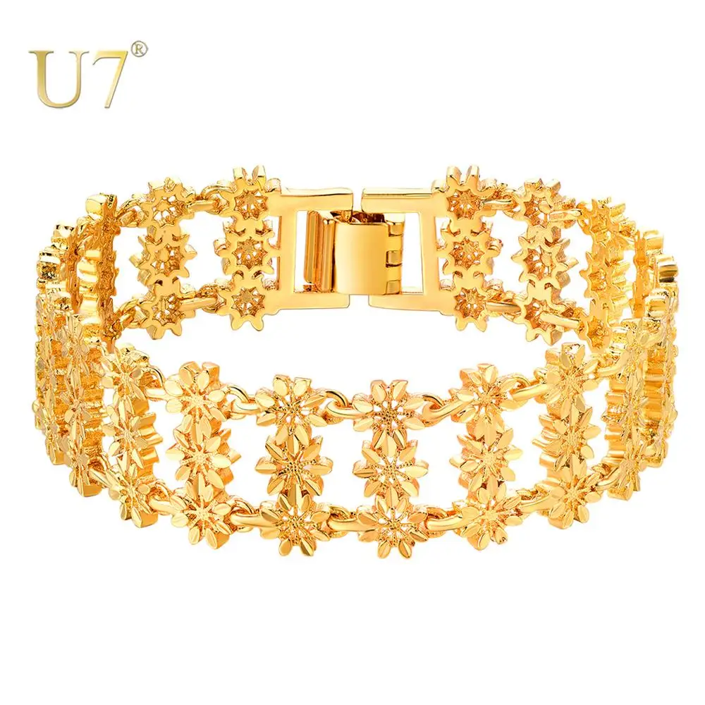 U7 Trendy Bangle s &Bracelet For Women Exquisite Gift Hollow Flower Pattern Bangle Made of Soft Copper Gold Color 19CM H1087
U7 Trendy Bangle s &Bracelet For Women Exquisite Gift Hollow Flower Pattern Bangle Made of Soft Copper Gold Color 19CM H1087