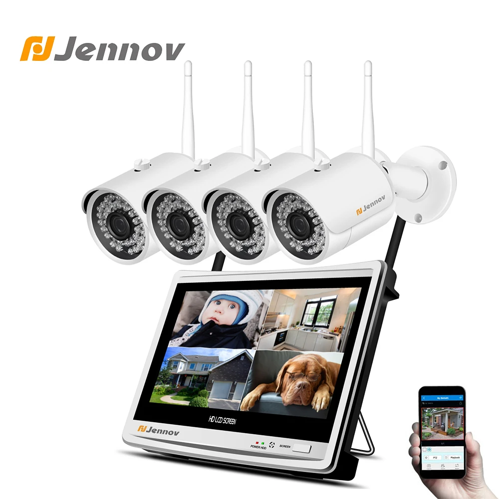Jennov 1080P 2MP 12inch LCD CCTV Kit Video Surveillance Kit IP Camera Outdoor WiFi Security Camera System Wireless P2P HDMI 
Jennov 1080P 2MP 12inch LCD CCTV Kit Video Surveillance Kit IP Camera Outdoor WiFi Security Camera System Wireless P2P HDMI