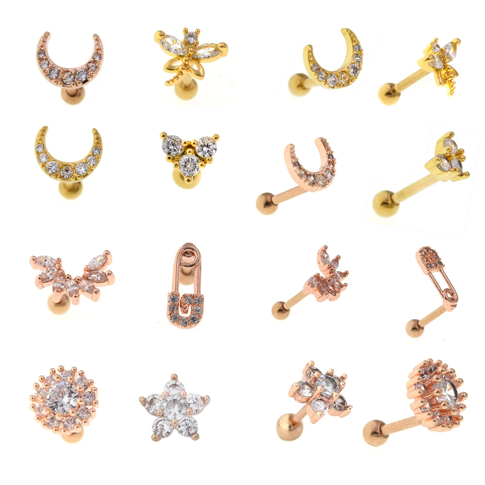 1Pc 1.2*6mm Steel Ear Tragus Helix Earring Orelha Cartilage Piercing CZ Conch Lobe Earrings Barbell Piercing Fashion Jewelry
1Pc 1.2*6mm Steel Ear Tragus Helix Earring Orelha Cartilage Piercing CZ Conch Lobe Earrings Barbell Piercing Fashion Jewelry