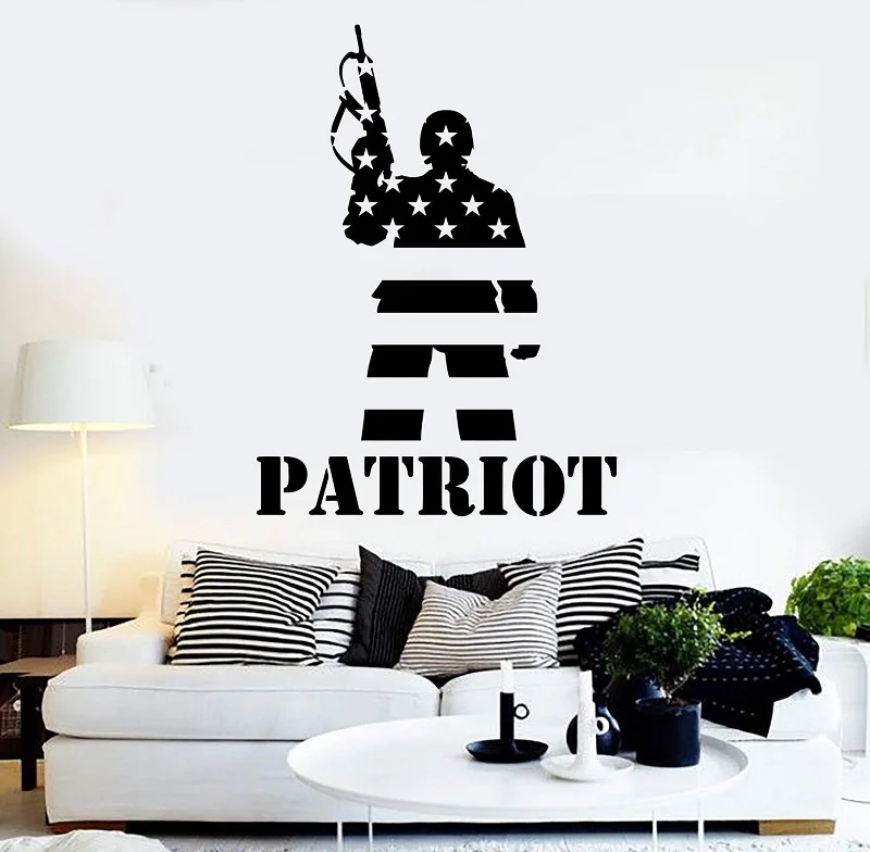 Фото American Flag Warrior Military Patriot Vinyl Wall Sticker Office University Dormitory Home Decor Art Decal CS22 | Дом и сад