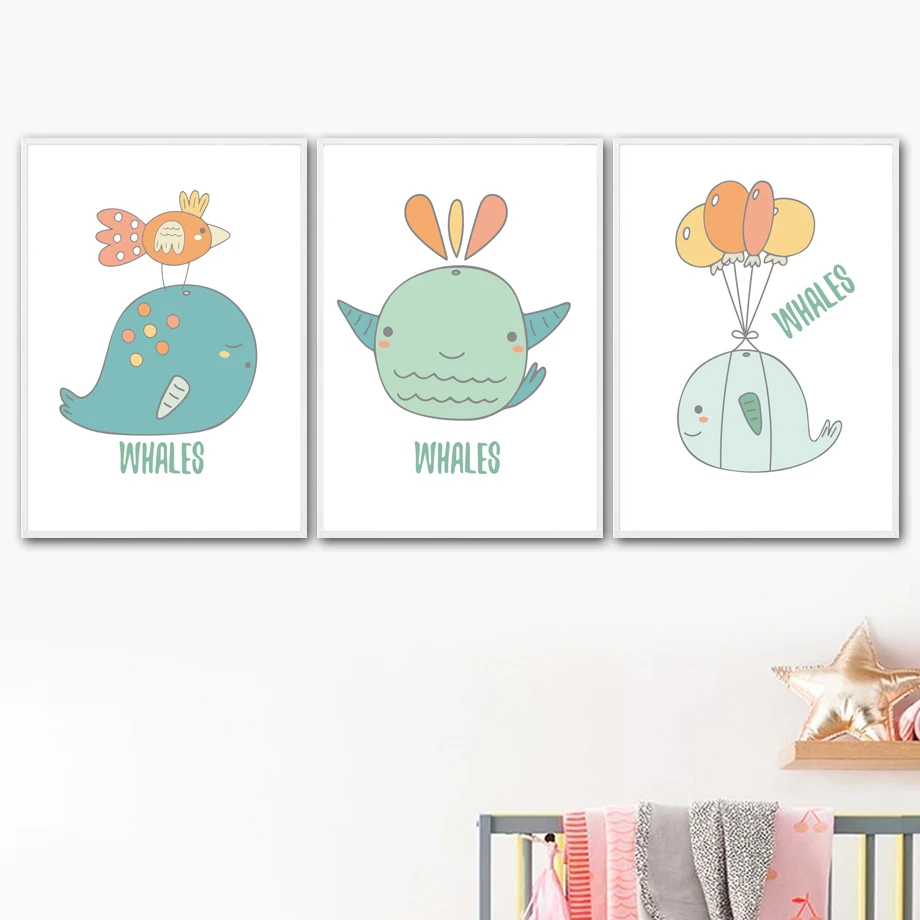 Baleia-P-ssaro-7-Space-Cartazes-E-C-pias-da-Lona-Arte-Da-Parede-Pintura-Nordic (2)