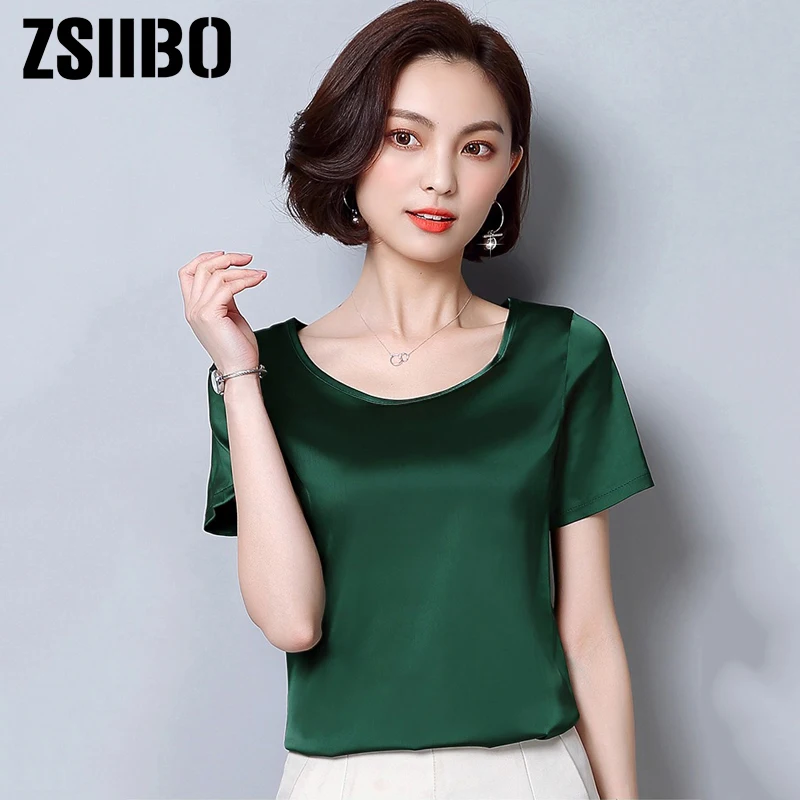 Large size silk chiffon Women t shirt 2019 Korean style Summer O neck top satin short-sleeved stretch Top women plus size Clothe
Large size silk chiffon Women t shirt 2019 Korean style Summer O neck top satin short-sleeved stretch Top women plus size Clothe