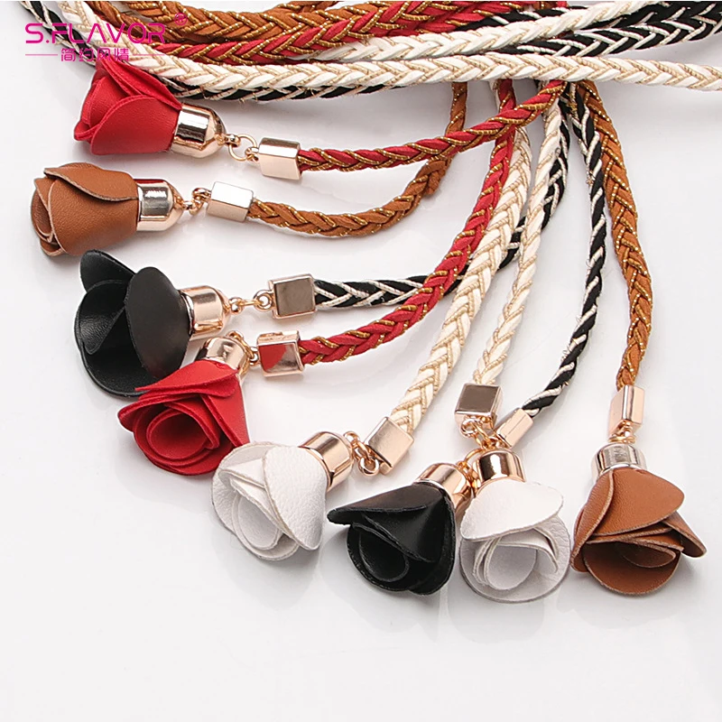 S.FLAVOR Women Handmade Braided Waistband for Dress Rose Flower Tassel Self-Tie Thin Ceinture Femme Fashion Waist Rope Chain
S.FLAVOR Women Handmade Braided Waistband for Dress Rose Flower Tassel Self-Tie Thin Ceinture Femme Fashion Waist Rope Chain