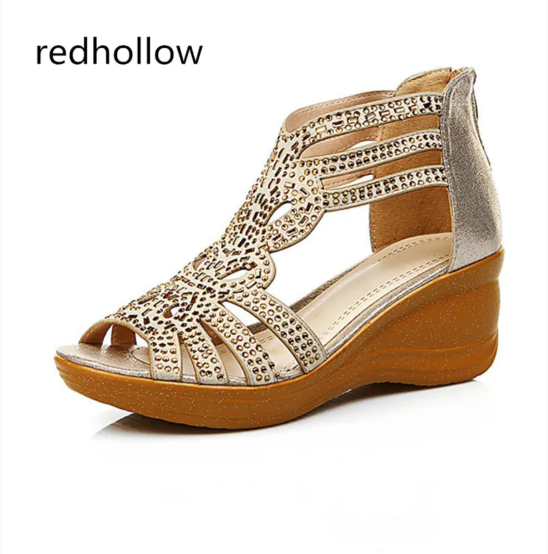 Fashion Women Sandals Wedges Bling 6cm High Heels Crystal Gladiator Sandals Summer Women Shoes Leather Sandalia Mujer Plus Size
Fashion Women Sandals Wedges Bling 6cm High Heels Crystal Gladiator Sandals Summer Women Shoes Leather Sandalia Mujer Plus Size