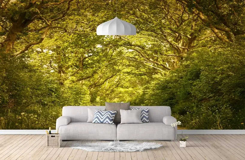 Фото Фотообои на заказ обои с изображением лесного ландшафта для гостиной 3D фоновые